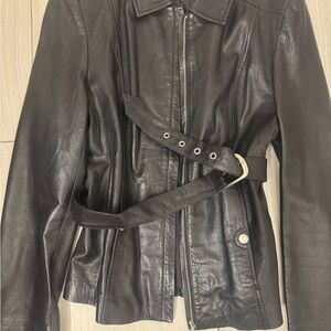 Rampage Dark Leather Jacket with Buckle